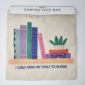 Canvas Tote Bag Bookish Gifts "I Only Have My Shelf to Blame" Book Tote Bag NWT